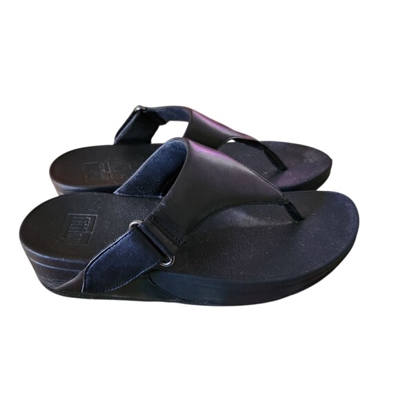 Fitflop Sarna Sandal AD3-090 Black Leather Hook & Loop Closure Womens Size 7 - Picture 3 of 10